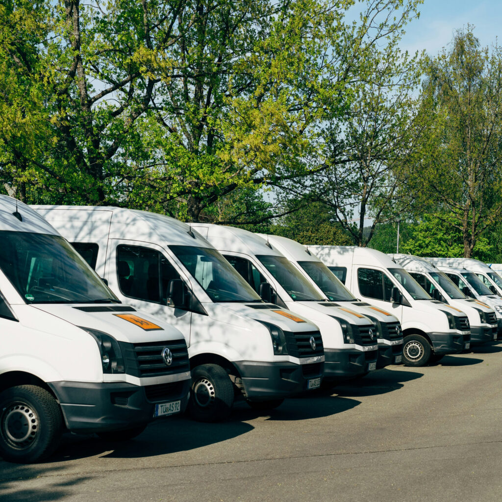 A row of delivery vans